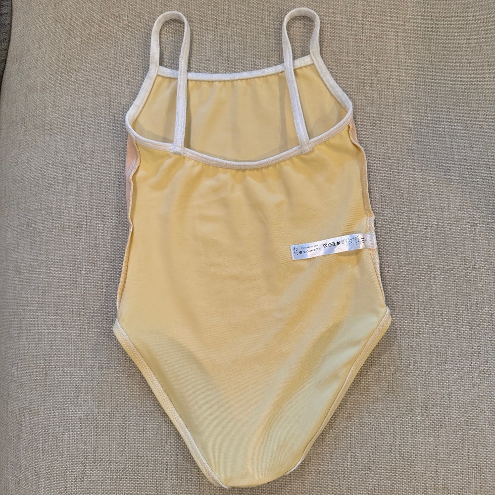 Yumiko Leotard Marisa Yellow w/ White Velvet Trim - Size Kids 10 - Picture 3 of 3